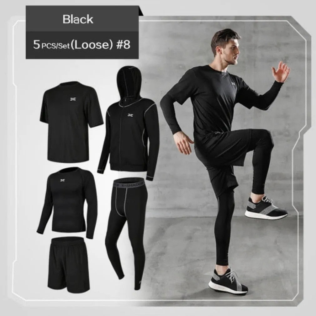 ContiNent 33 5 Pcs/Set Me's Tracksuit Gym Fitness Compression Sports Suit Clothes Running Jogging Sport Wear Exercise Workout Tights