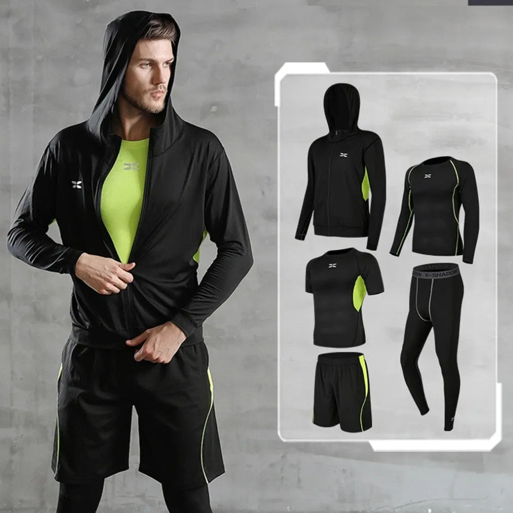 ContiNent 33 5 Pcs/Set Me's Tracksuit Gym Fitness Compression Sports Suit Clothes Running Jogging Sport Wear Exercise Workout Tights
