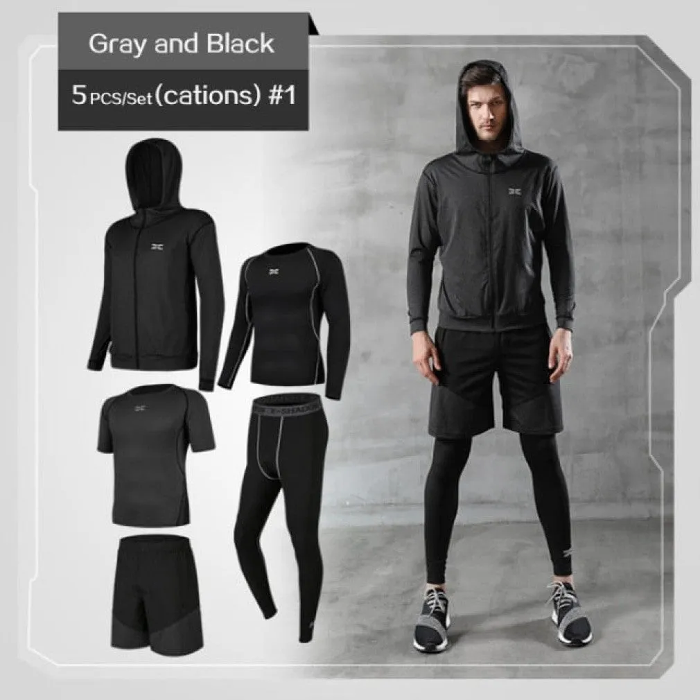 ContiNent 33 5 Pcs/Set Me's Tracksuit Gym Fitness Compression Sports Suit Clothes Running Jogging Sport Wear Exercise Workout Tights