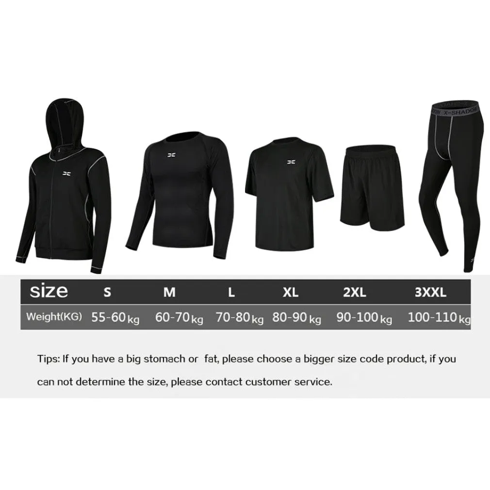 ContiNent 33 5 Pcs/Set Me's Tracksuit Gym Fitness Compression Sports Suit Clothes Running Jogging Sport Wear Exercise Workout Tights