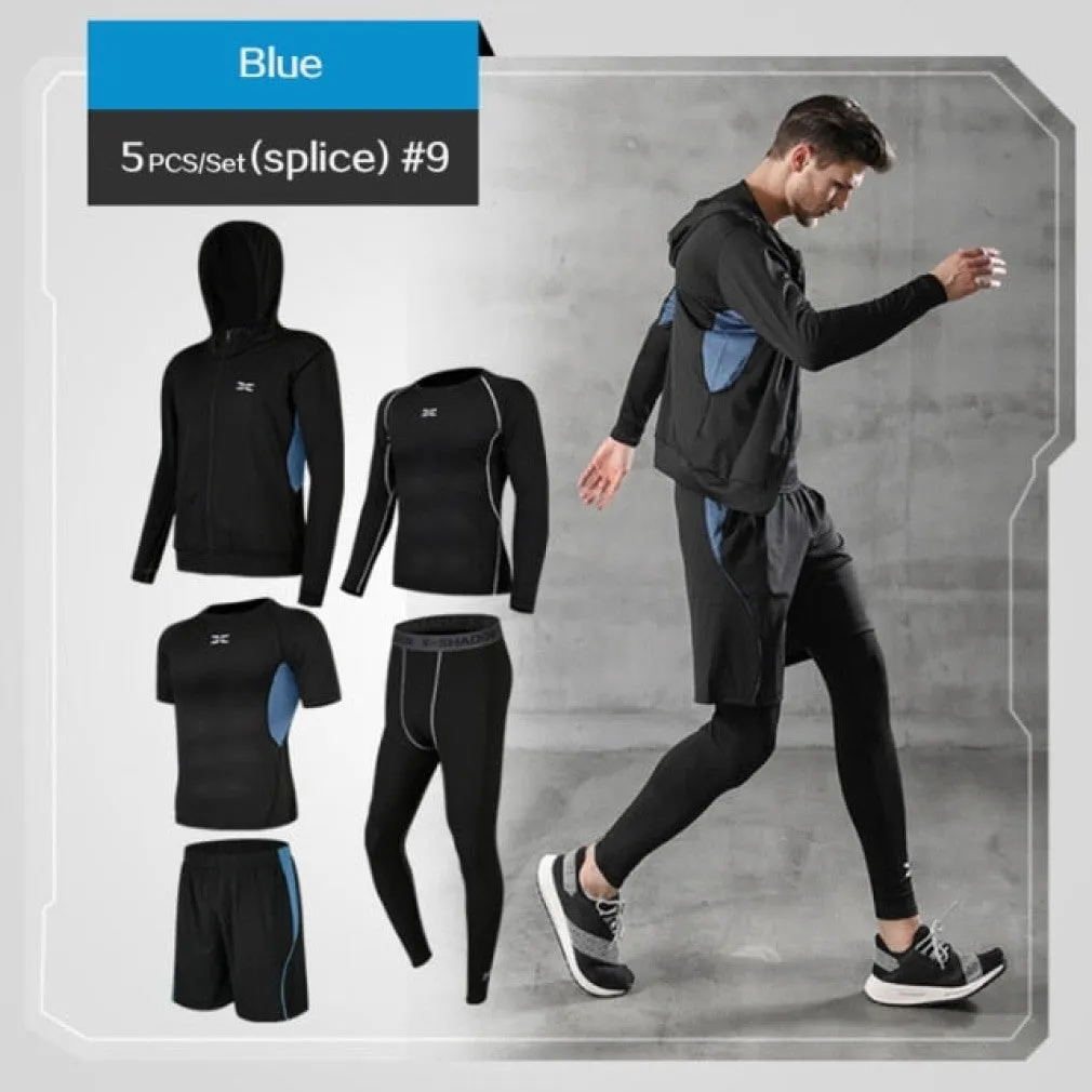 ContiNent 33 5 Pcs/Set Me's Tracksuit Gym Fitness Compression Sports Suit Clothes Running Jogging Sport Wear Exercise Workout Tights