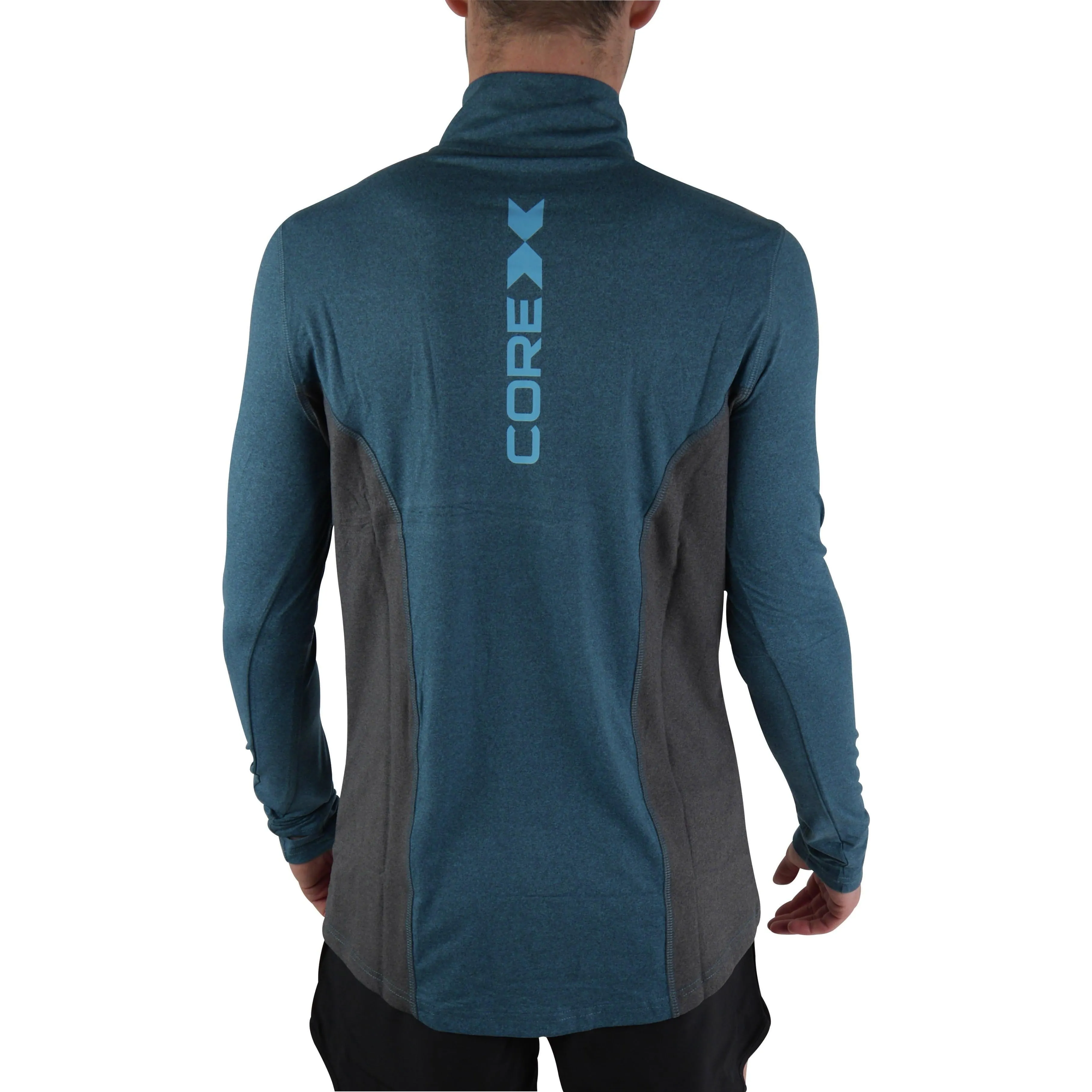 CoreX Fitness Half Zip Long Sleeve Mens Running Top - Blue