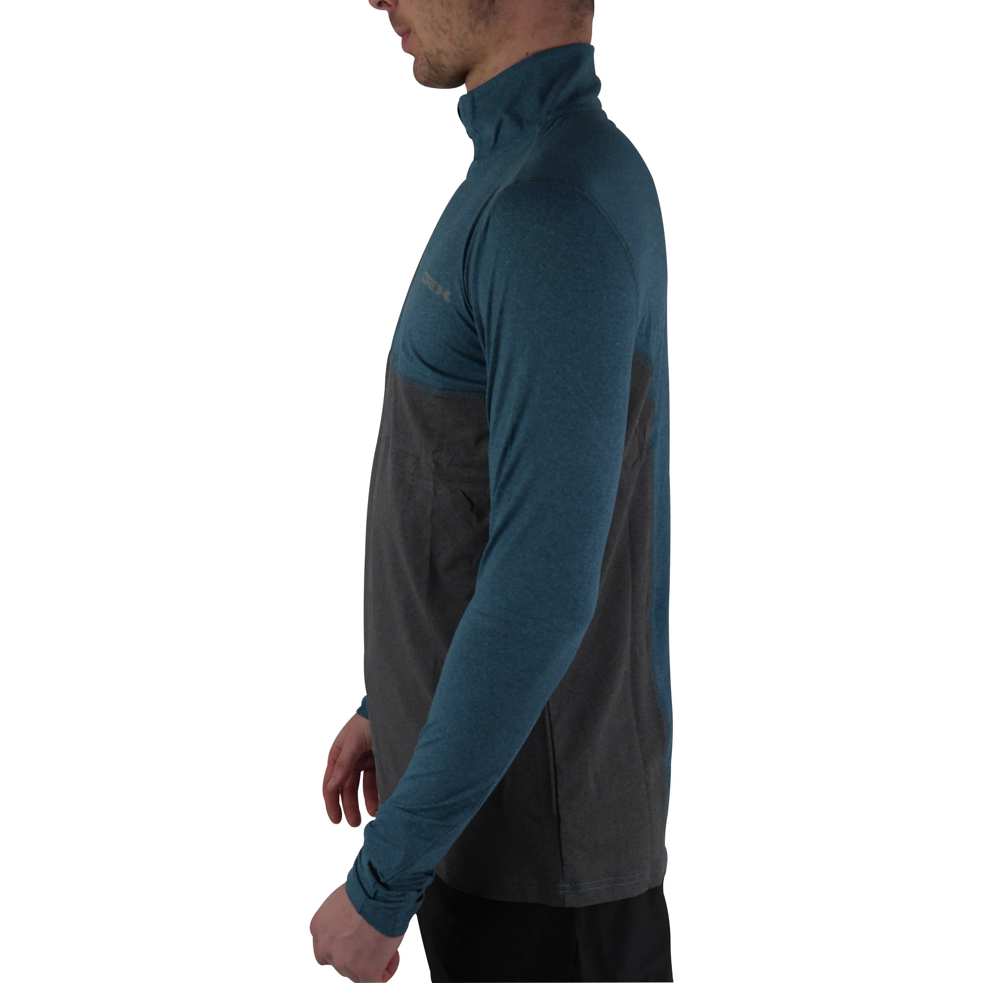 CoreX Fitness Half Zip Long Sleeve Mens Running Top - Blue