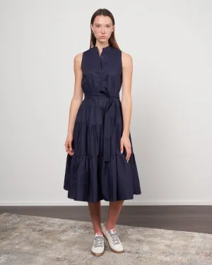 cotton tiered dress - 204 navy