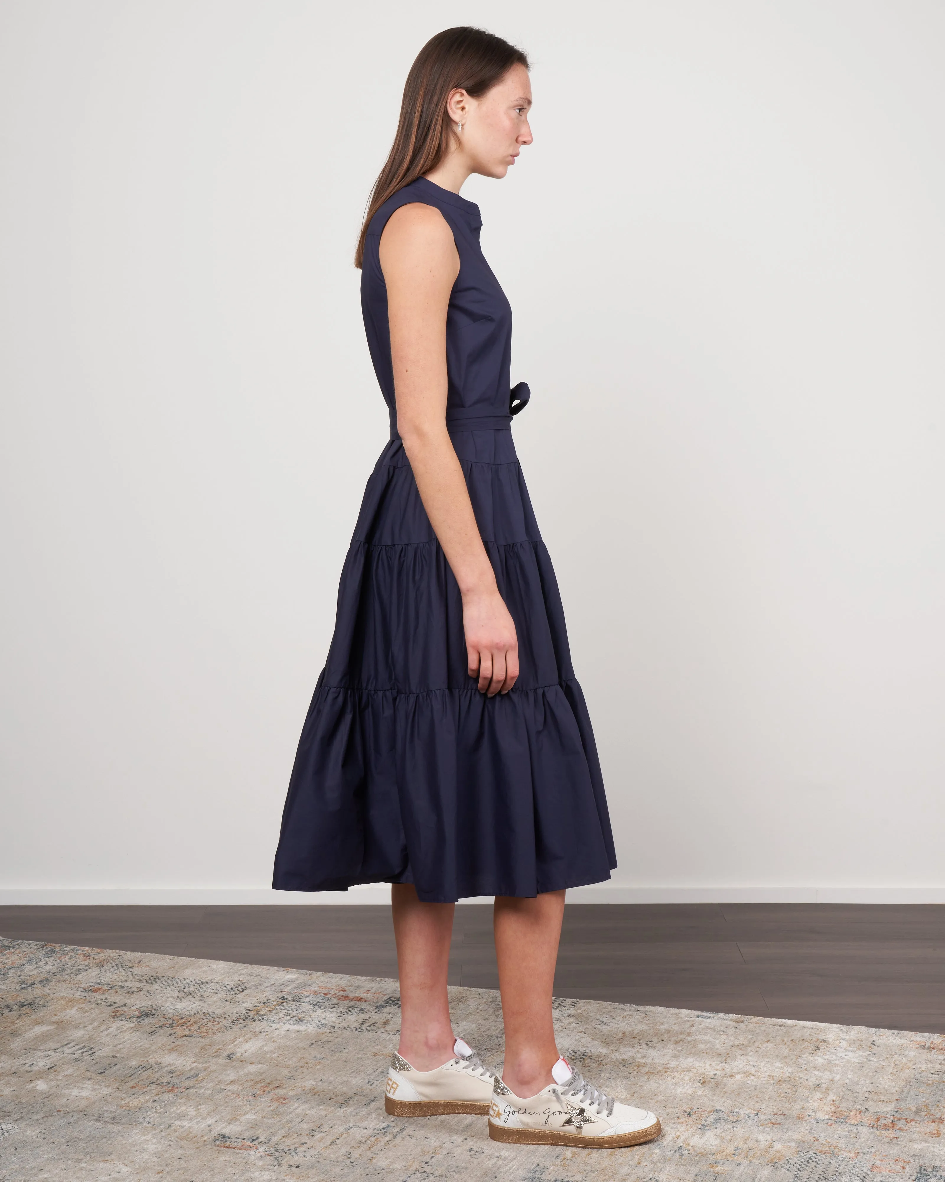 cotton tiered dress - 204 navy