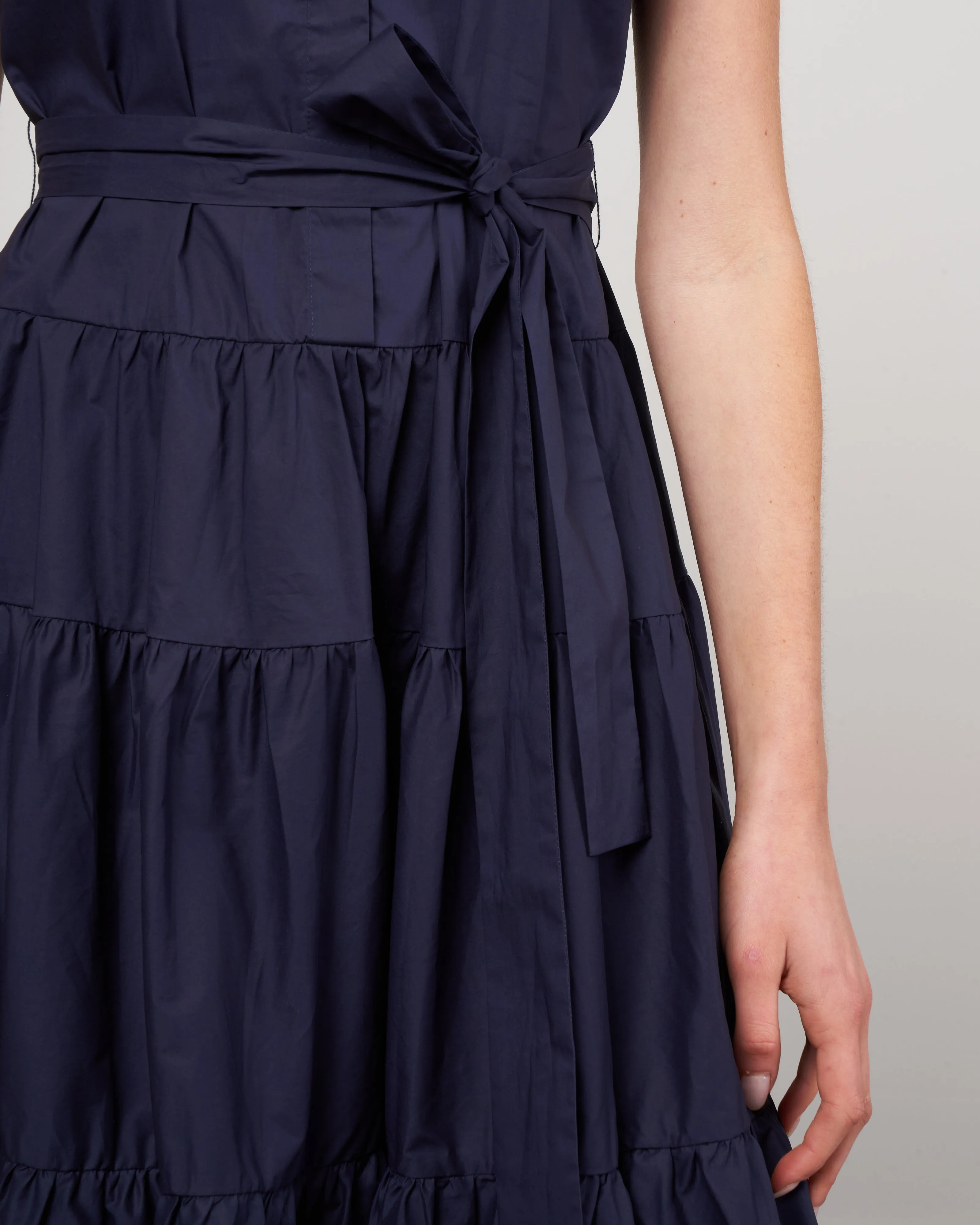 cotton tiered dress - 204 navy