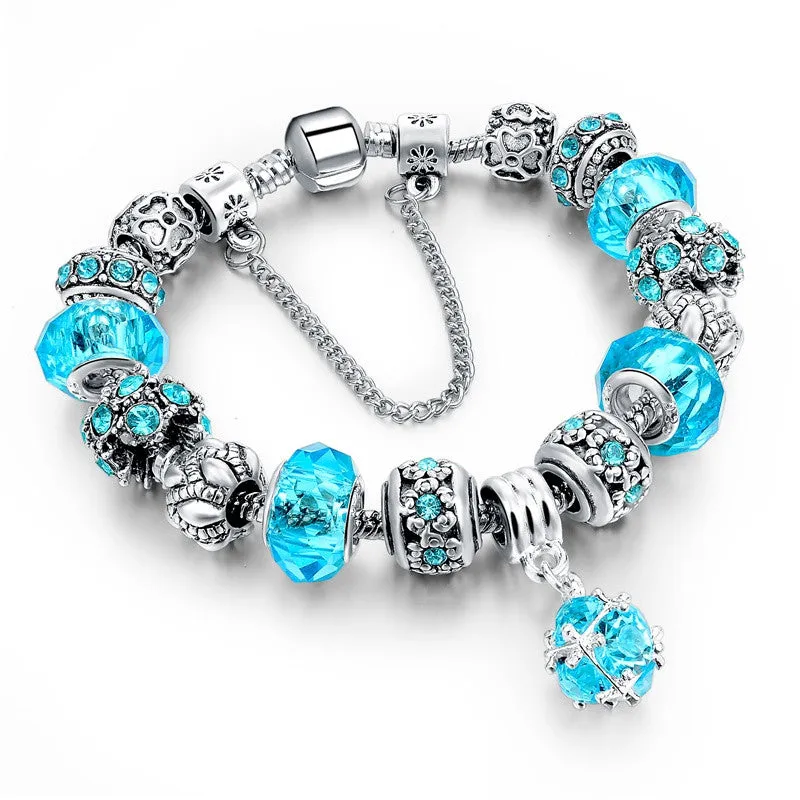 Crystal Bead & Charm Bracelet