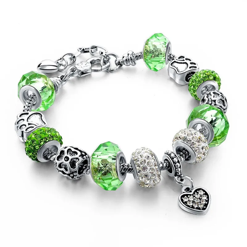 Crystal Bead & Charm Bracelet
