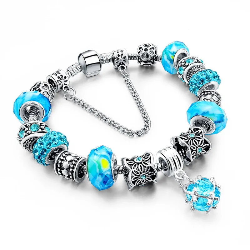 Crystal Bead & Charm Bracelet