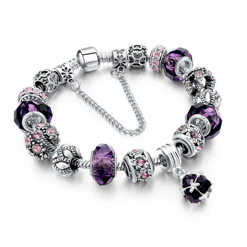Crystal Bead & Charm Bracelet