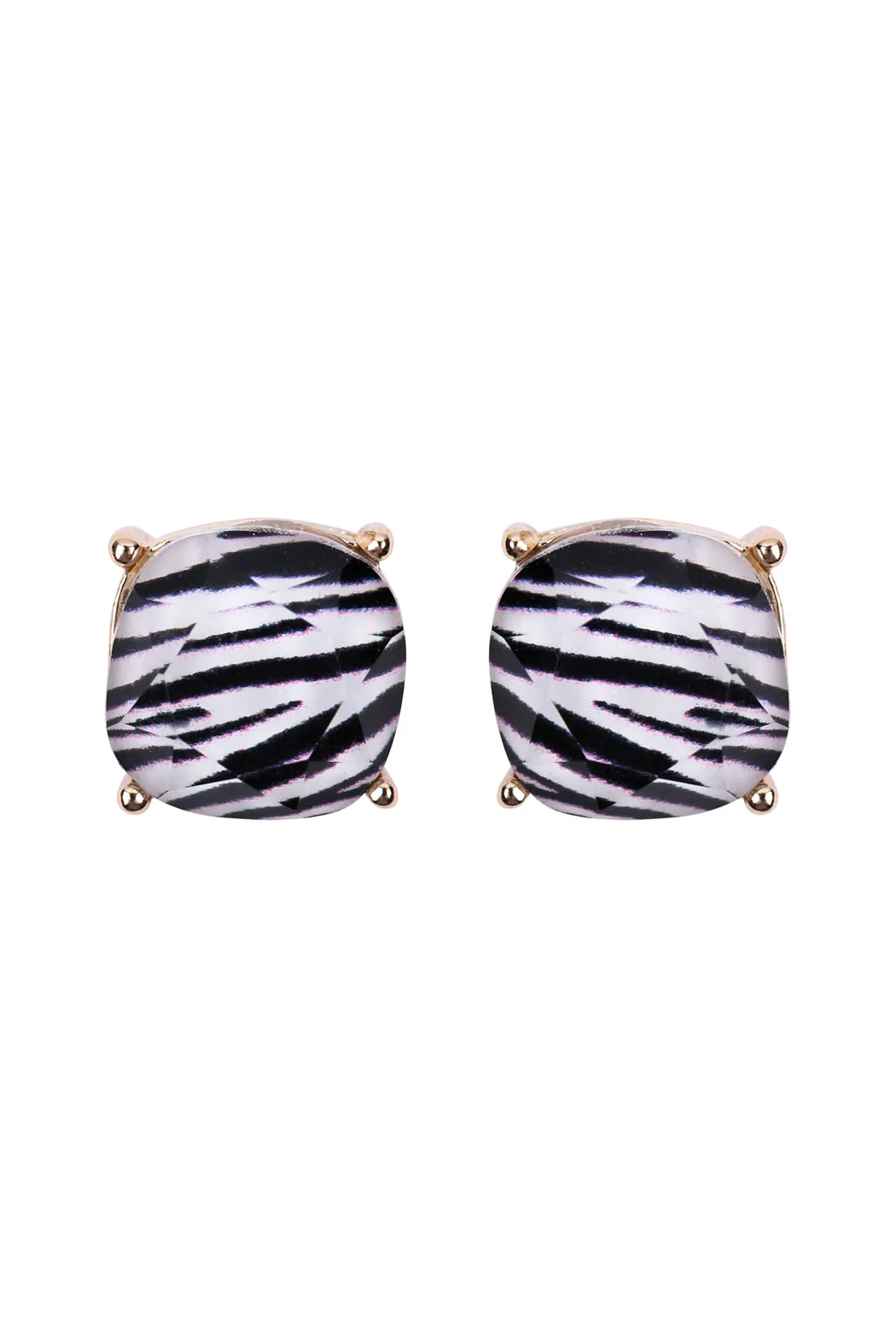 CUSHION GLITTER ACRYLIC POST EARRINGS