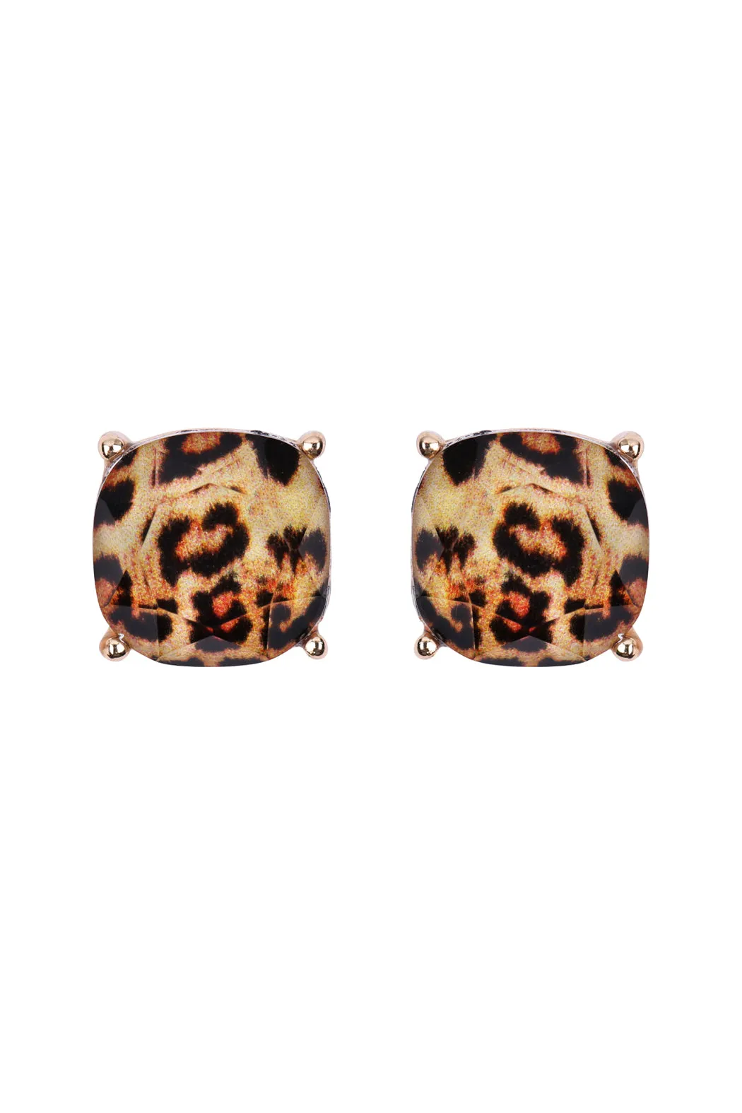 CUSHION GLITTER ACRYLIC POST EARRINGS