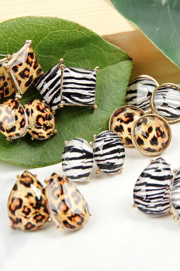 CUSHION GLITTER ACRYLIC POST EARRINGS