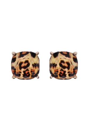 CUSHION GLITTER ACRYLIC POST EARRINGS