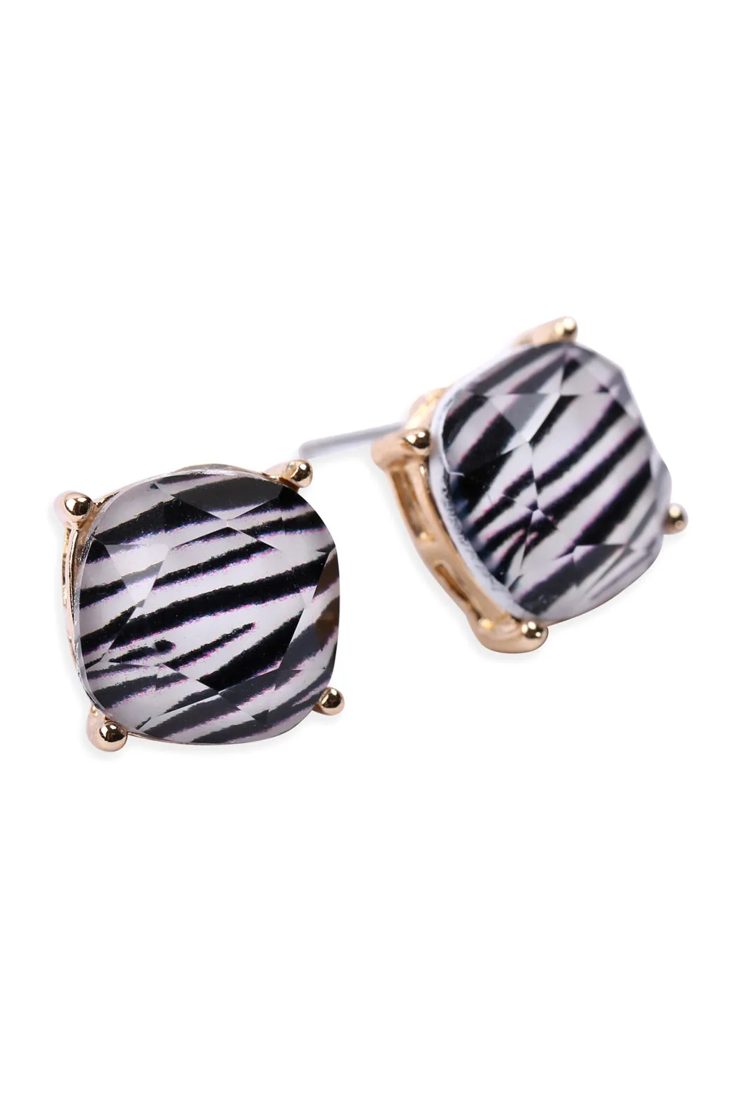 CUSHION GLITTER ACRYLIC POST EARRINGS