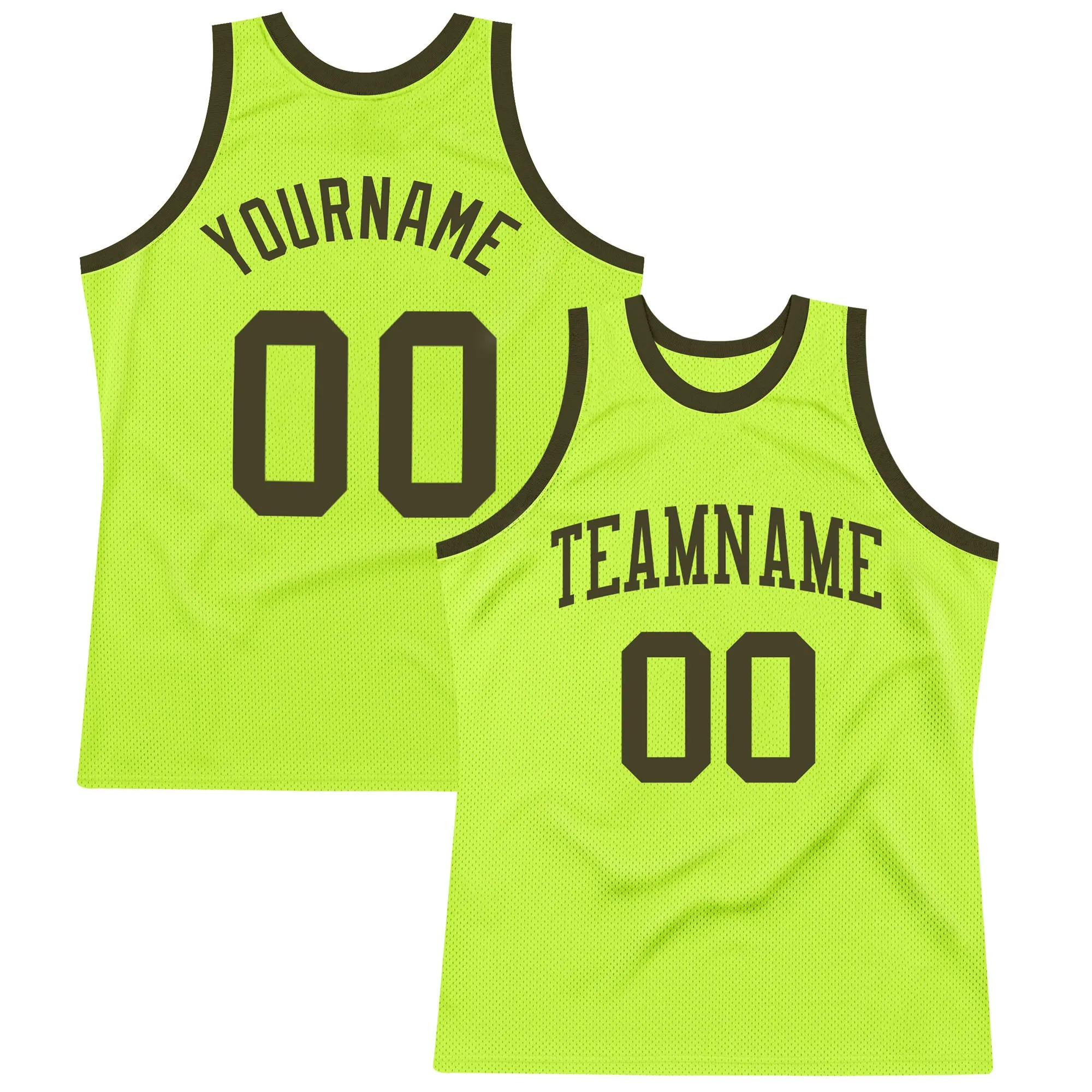 Custom Neon Green Olive Authentic Throwback Basketball Jersey
