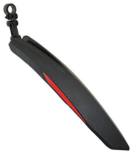 Dark Horse Plastic Bicycle Atom Mudguard with Reflective Tape, Black-Red