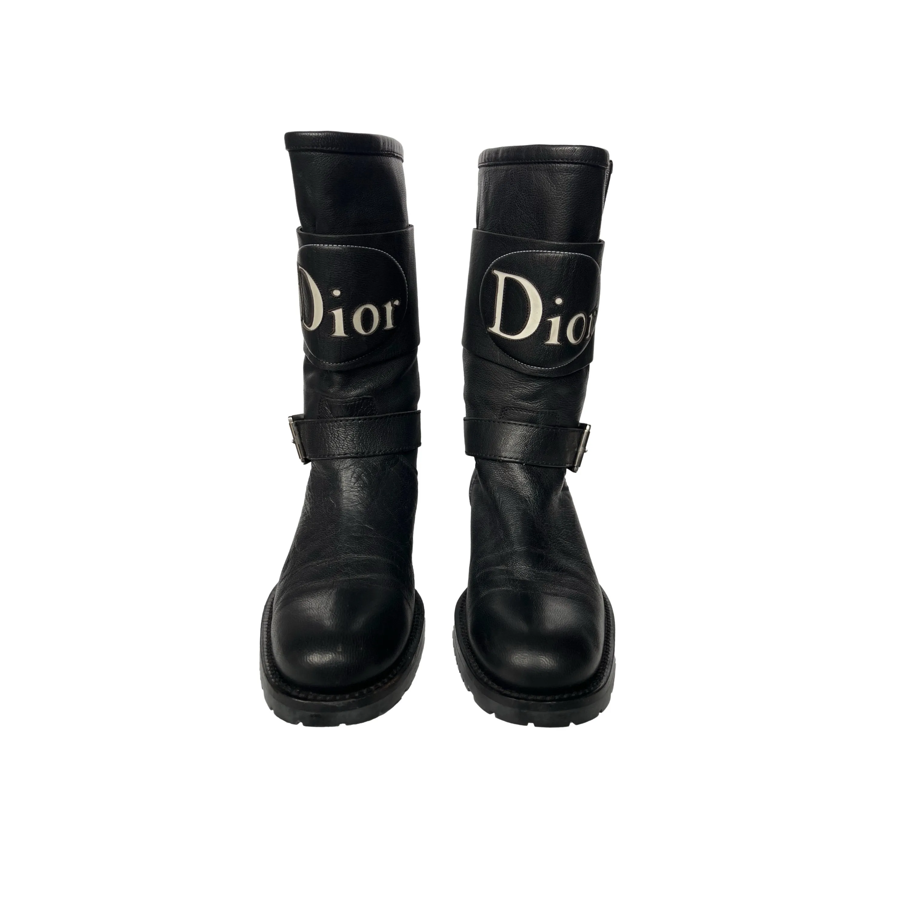 Dior Black Logo Leather Boots