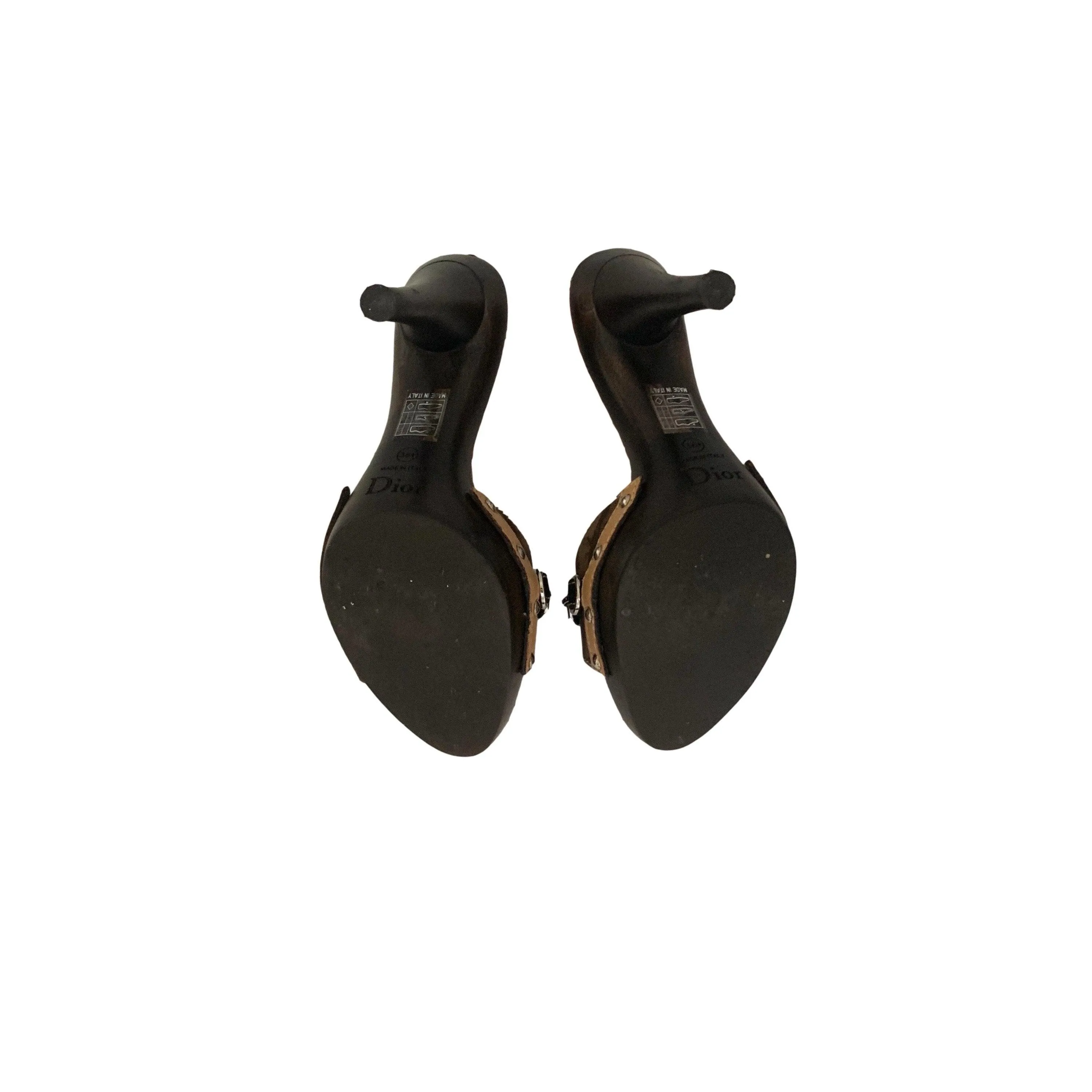 Dior Brown Heart Lock Heels