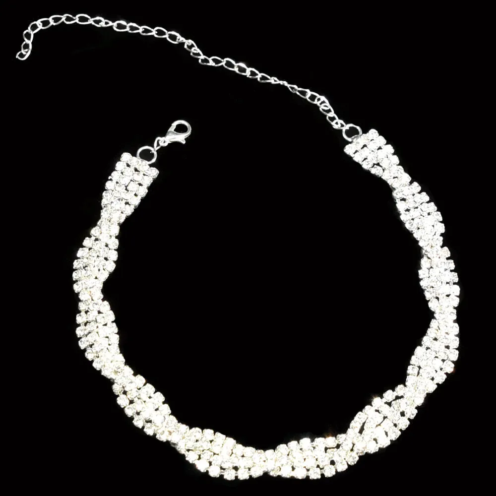 Double Rows Rhinestone Choker & Headband Set