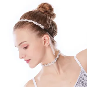 Double Rows Rhinestone Choker & Headband Set