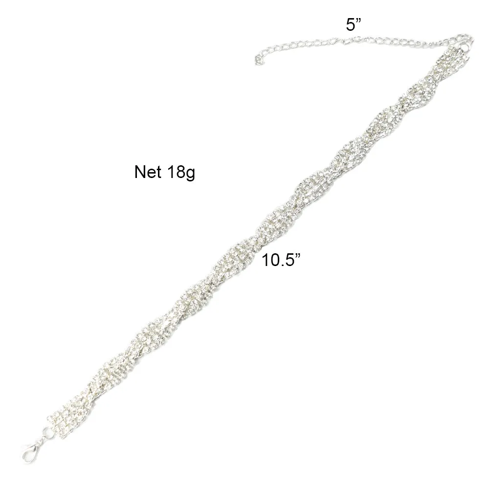 Double Rows Rhinestone Choker & Headband Set