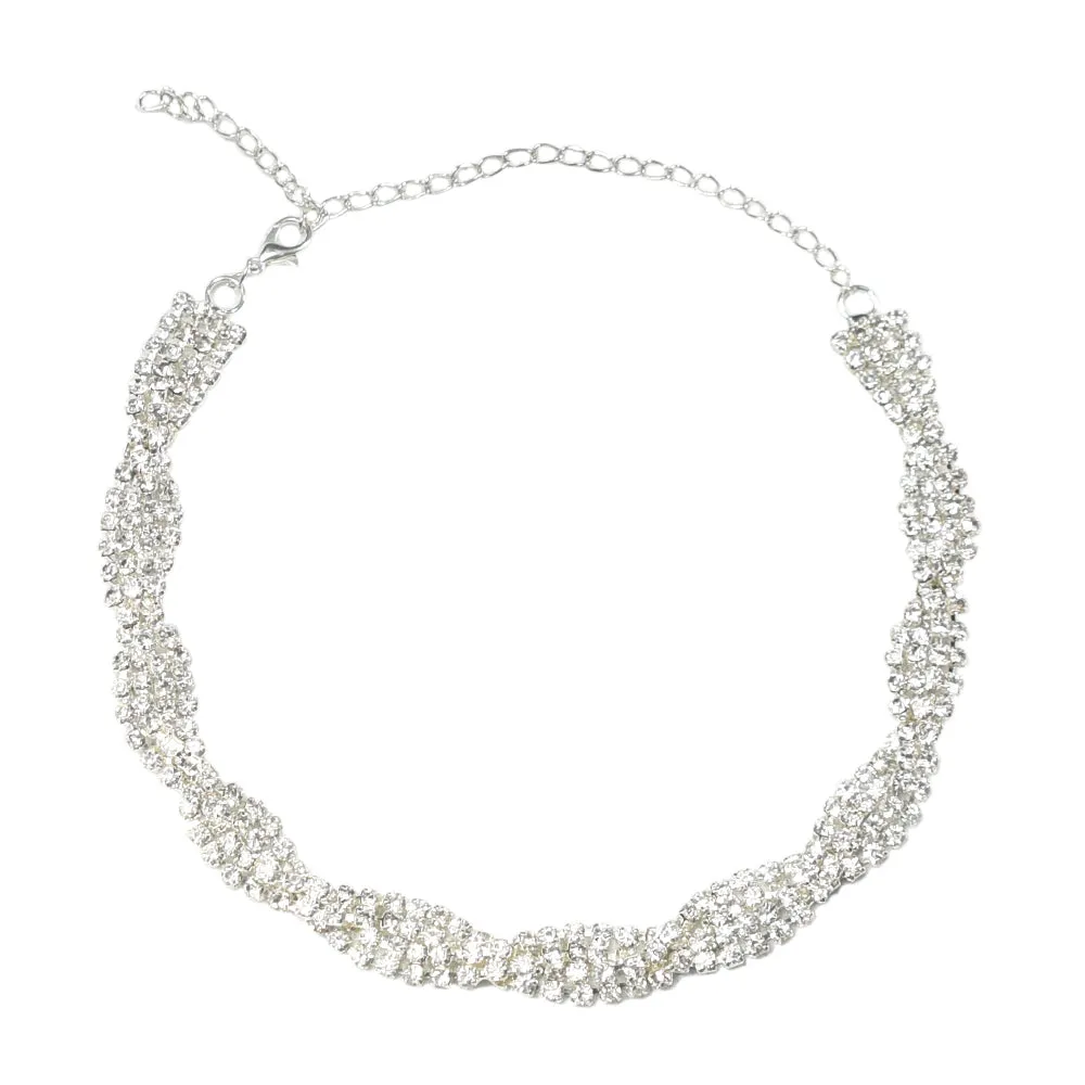 Double Rows Rhinestone Choker & Headband Set