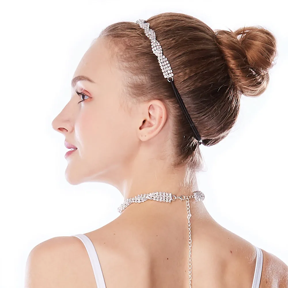 Double Rows Rhinestone Choker & Headband Set