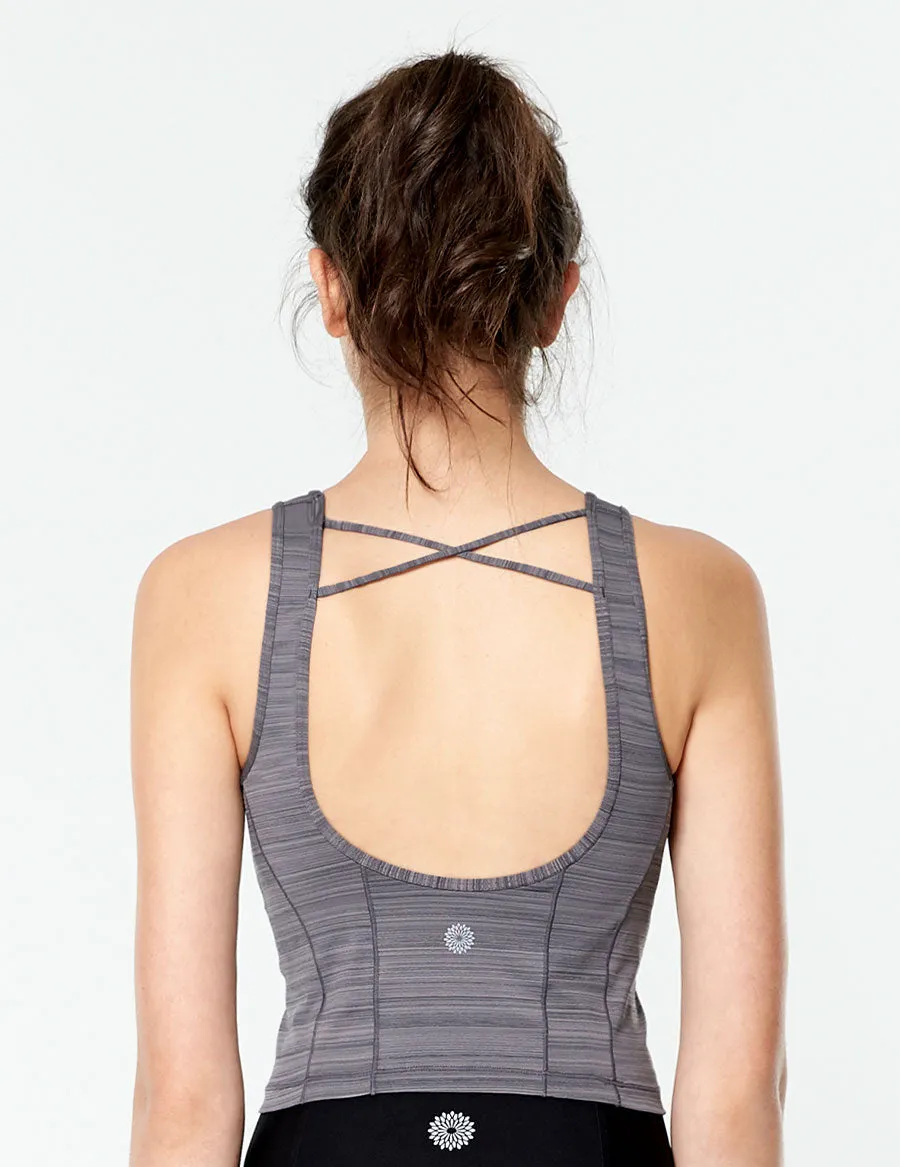 easyoga LESPIRO Ungula Cropped Tank - D67 Gray Stripe