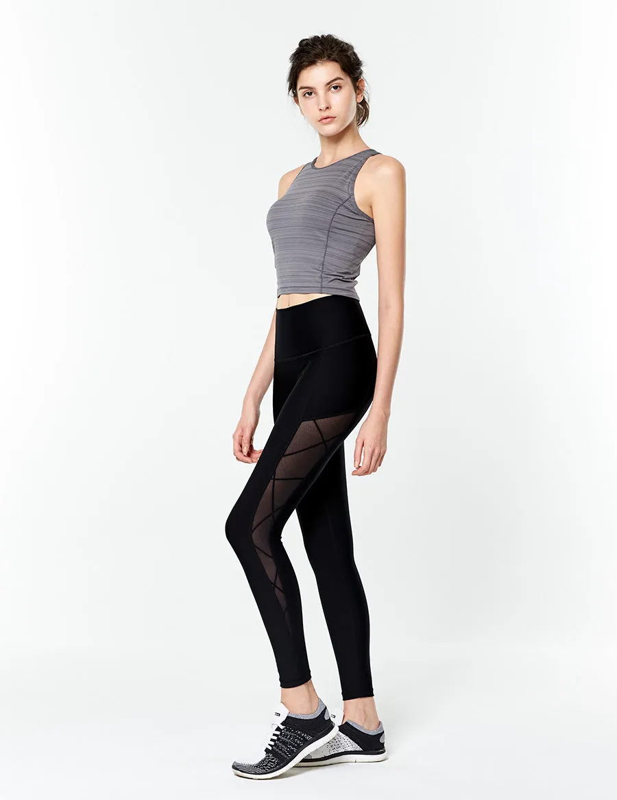 easyoga LESPIRO Ungula Cropped Tank - D67 Gray Stripe