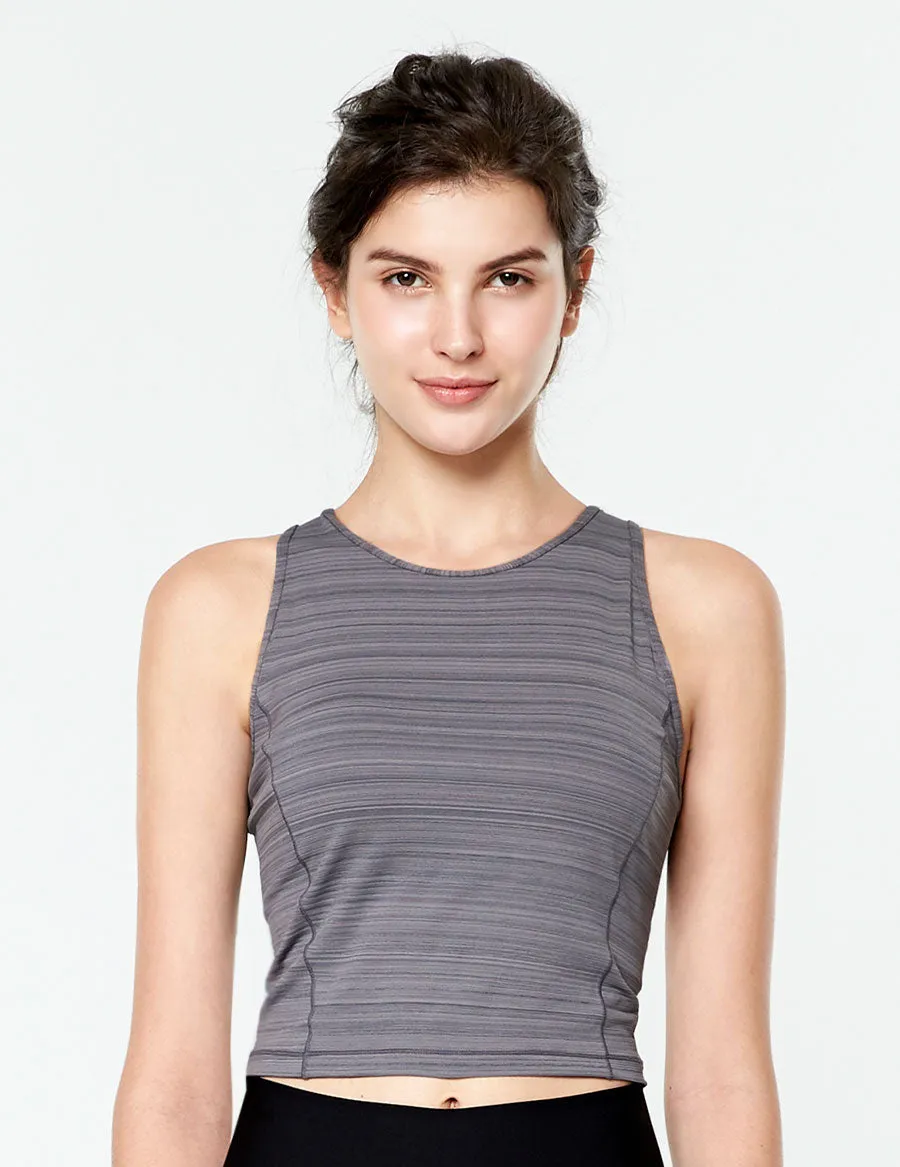 easyoga LESPIRO Ungula Cropped Tank - D67 Gray Stripe