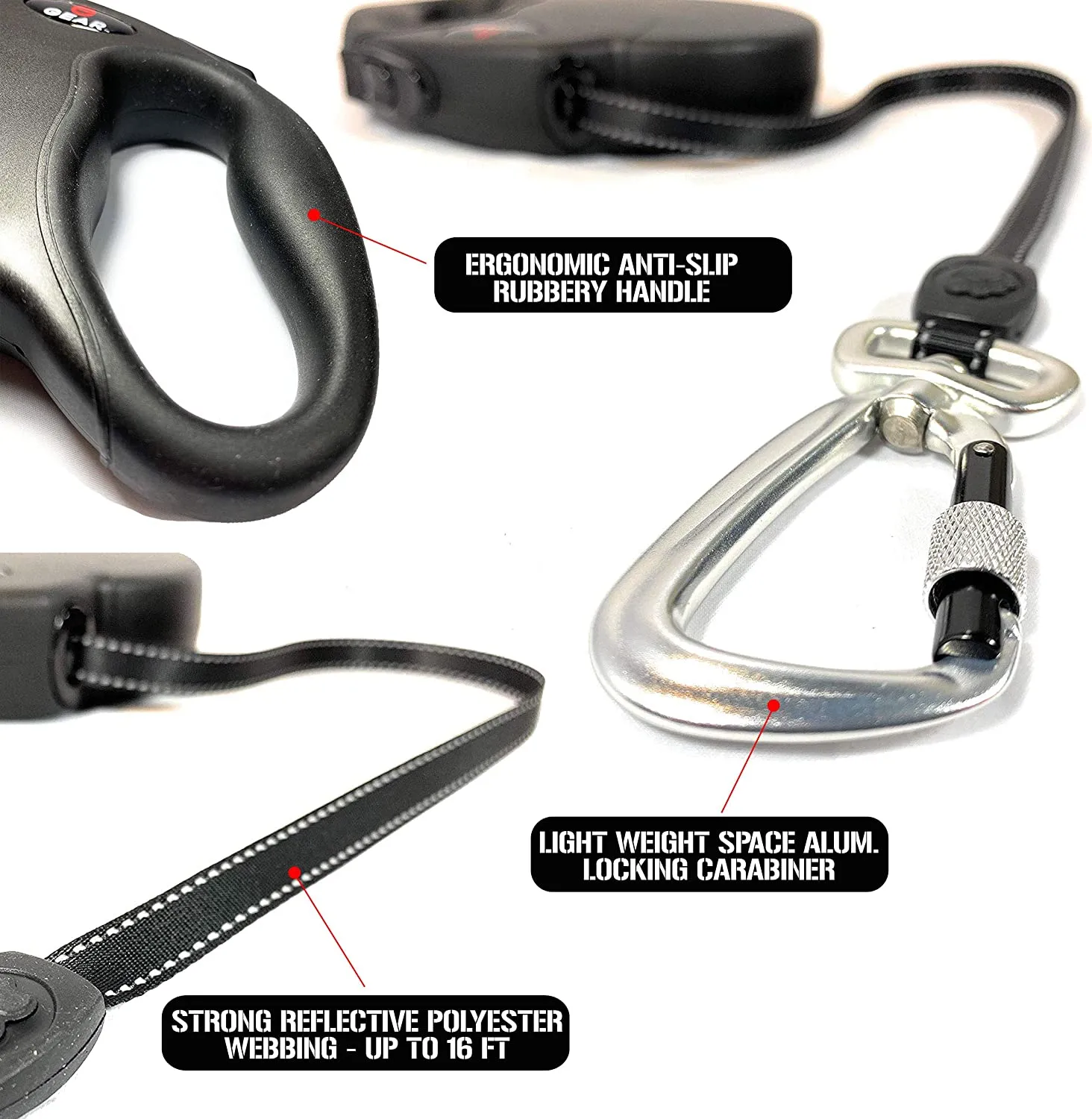 Enthusiast Gear Retractable Dog Leash with Locking Carabiner for Large and Medium Dogs