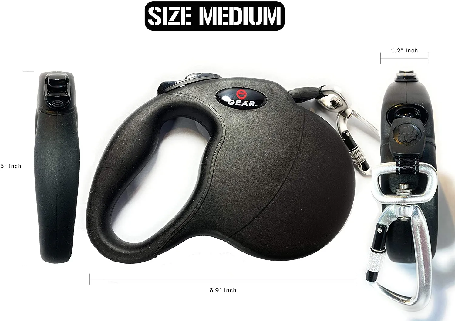 Enthusiast Gear Retractable Dog Leash with Locking Carabiner for Large and Medium Dogs