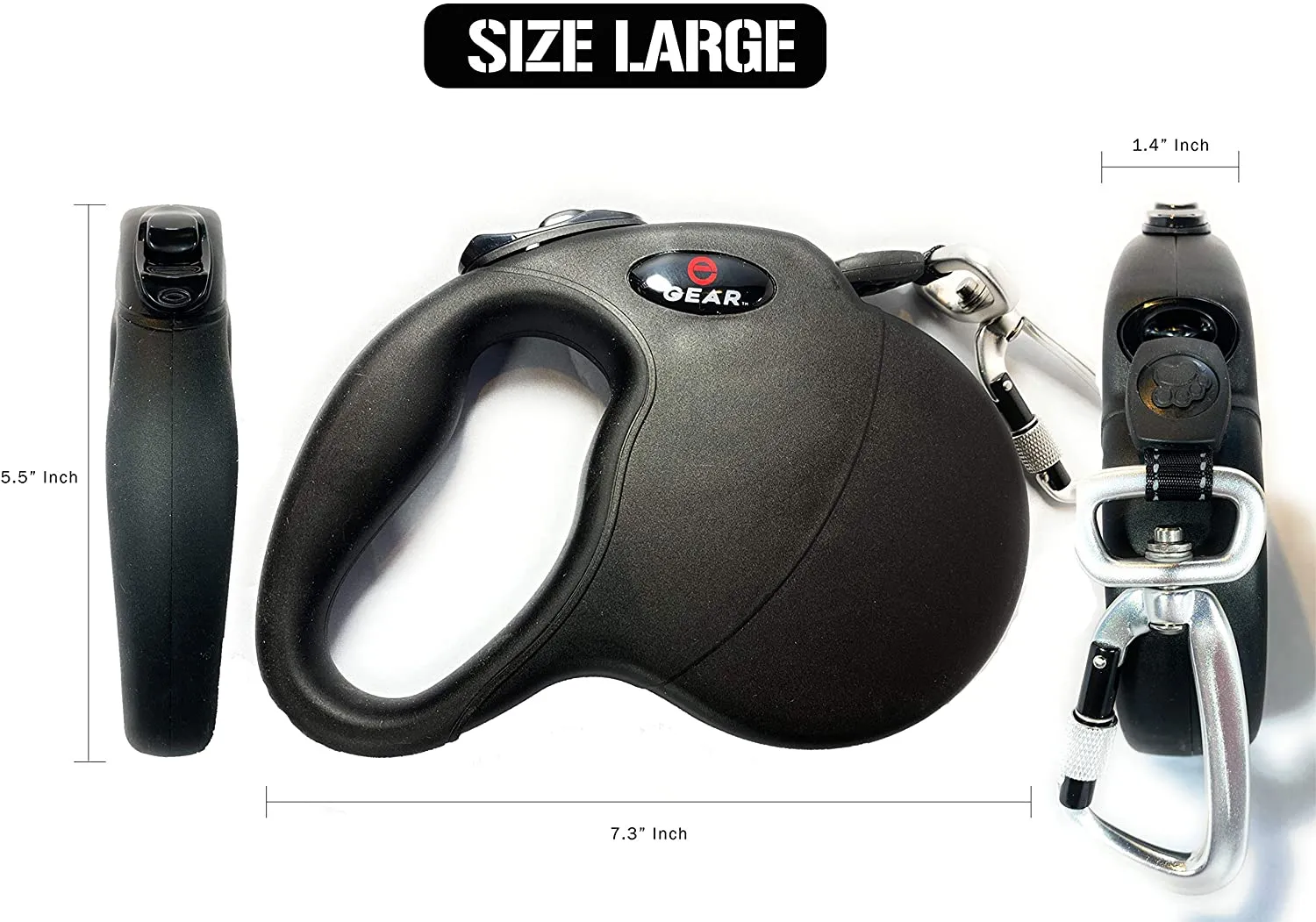 Enthusiast Gear Retractable Dog Leash with Locking Carabiner for Large and Medium Dogs