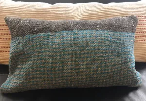 Faded Blue-Brown Kantha Cushion Cover