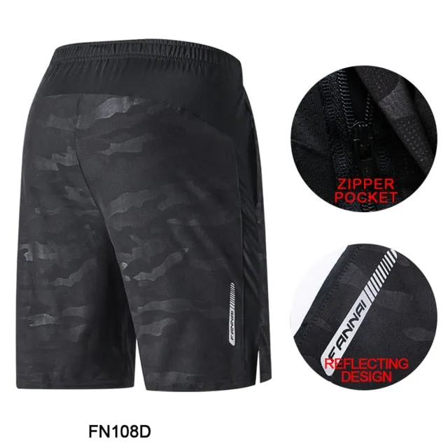 FANNAI Summer Running Shorts for Men, Polyester Sports Quick Dry Shorts Zipper Pocket for Training Gym Basketball Jogging