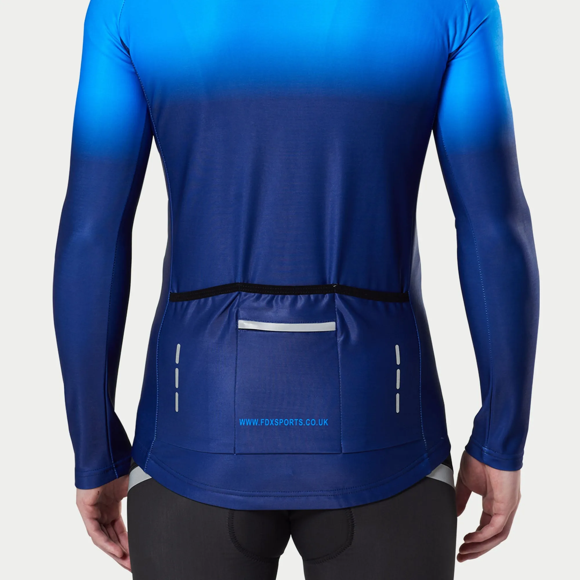 Fdx Duo Men's & Boy's Blue Thermal Roubaix Long Sleeve Cycling Jersey