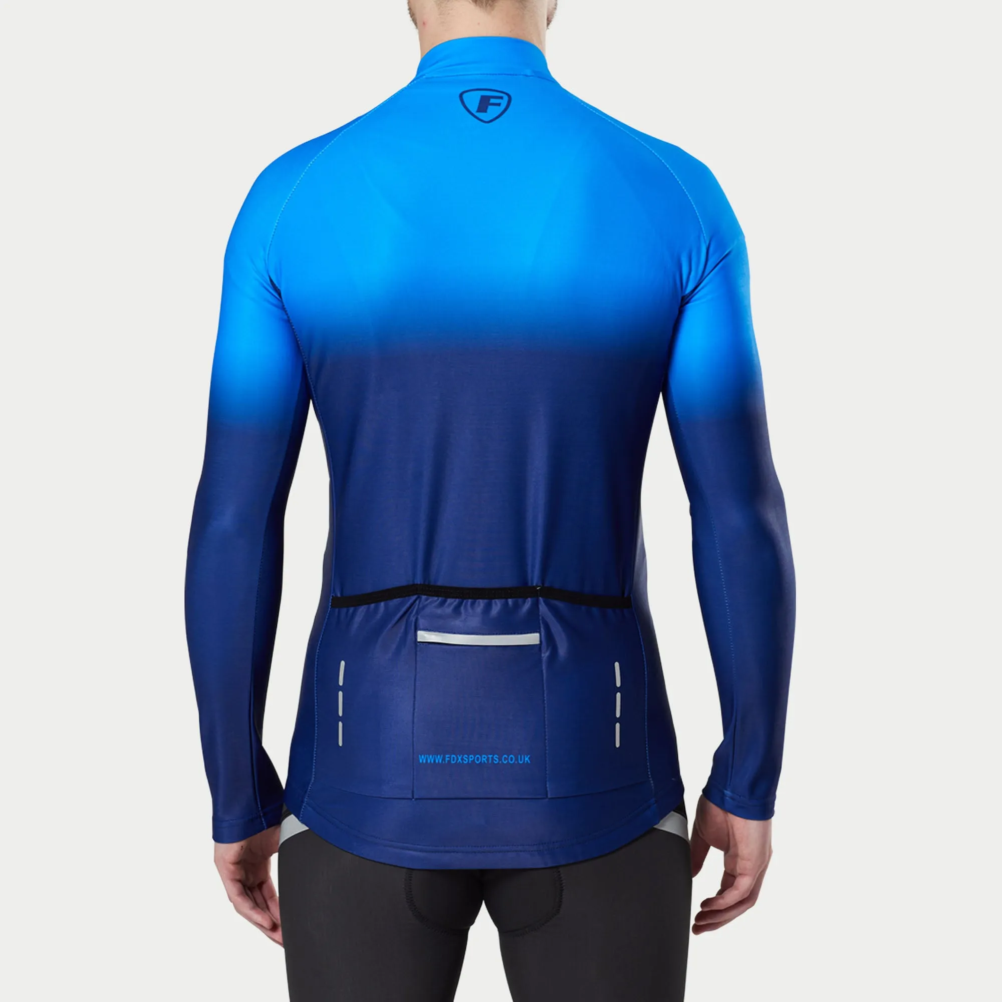 Fdx Duo Men's & Boy's Blue Thermal Roubaix Long Sleeve Cycling Jersey