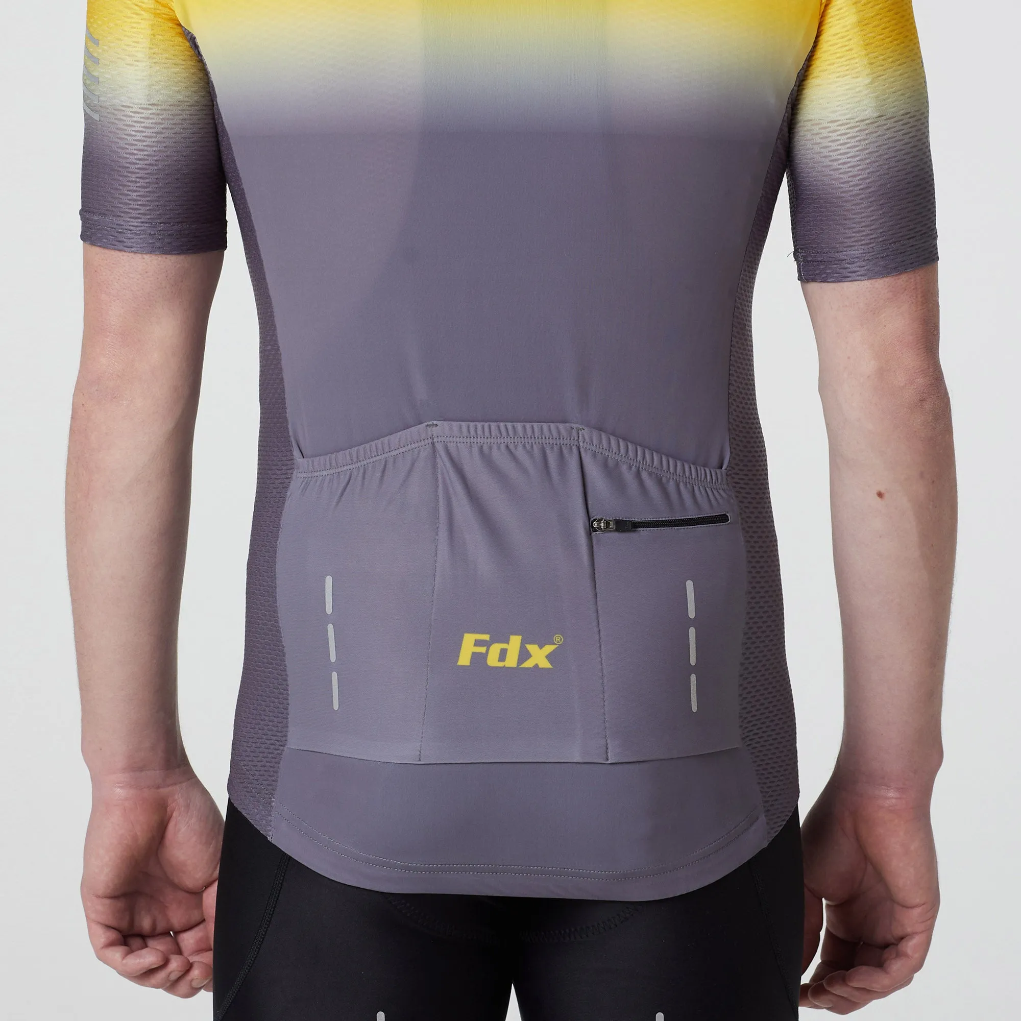 Fdx Duo Yellow / Grey Men's & Boy's Short Sleeve Summer Cycling Jersey