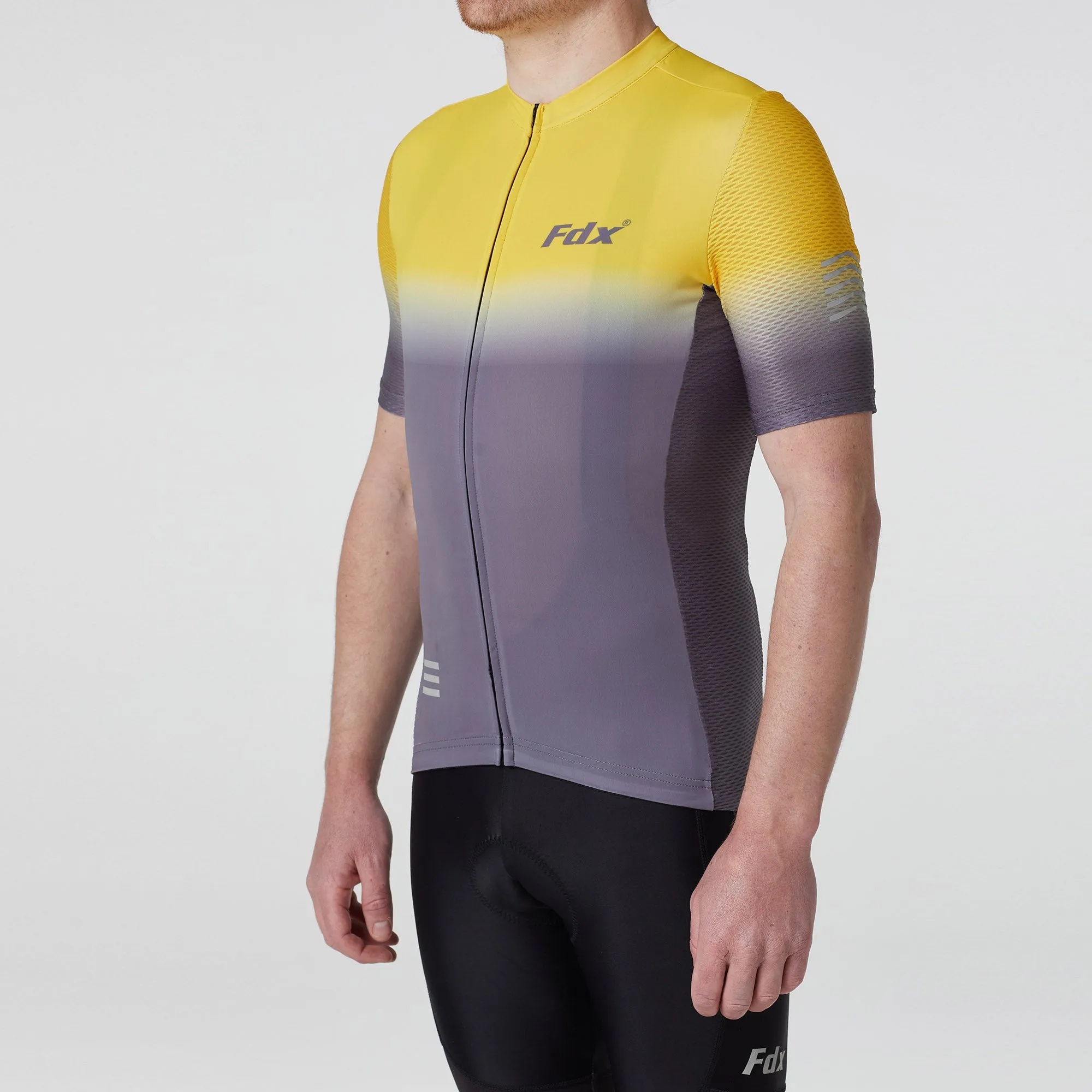 Fdx Duo Yellow / Grey Men's & Boy's Short Sleeve Summer Cycling Jersey