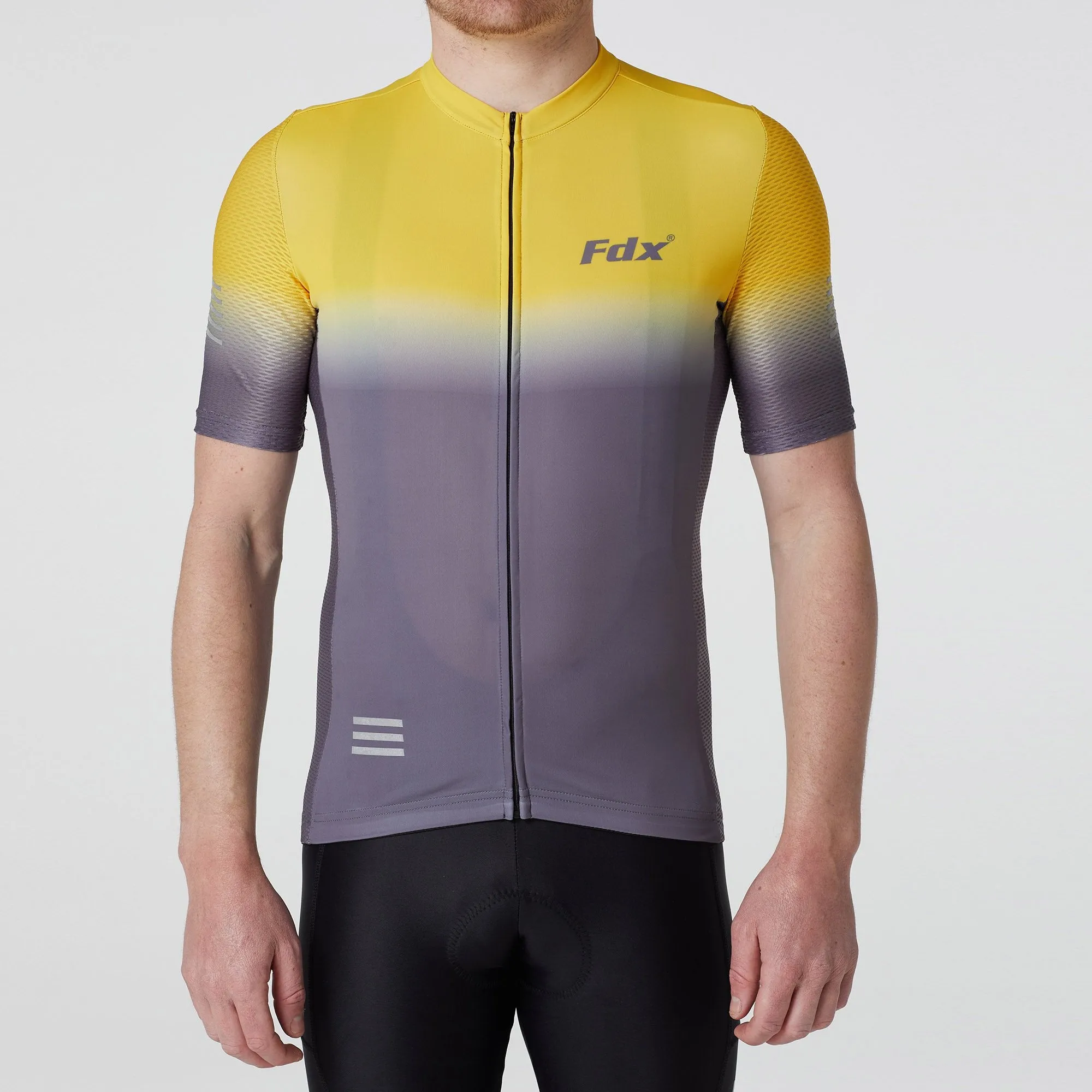 Fdx Duo Yellow / Grey Men's & Boy's Short Sleeve Summer Cycling Jersey