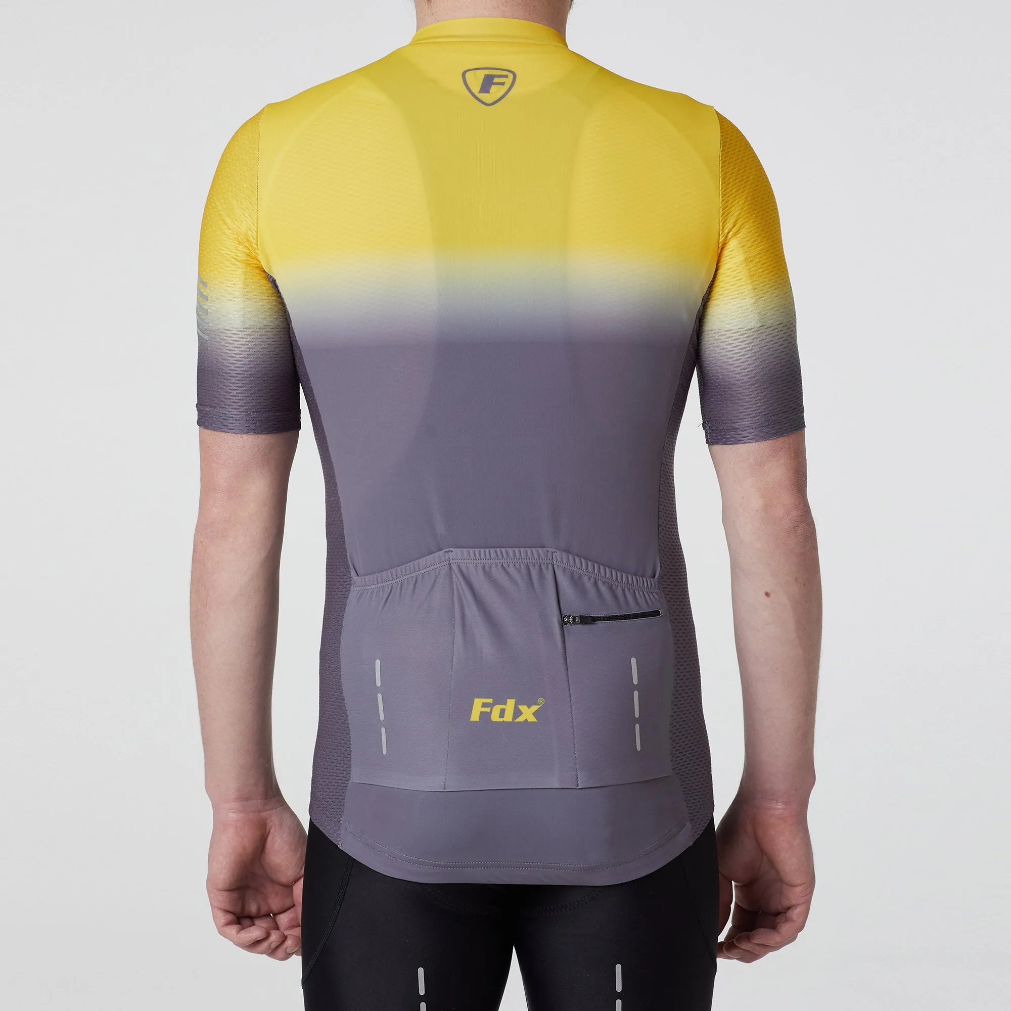 Fdx Duo Yellow / Grey Men's & Boy's Short Sleeve Summer Cycling Jersey