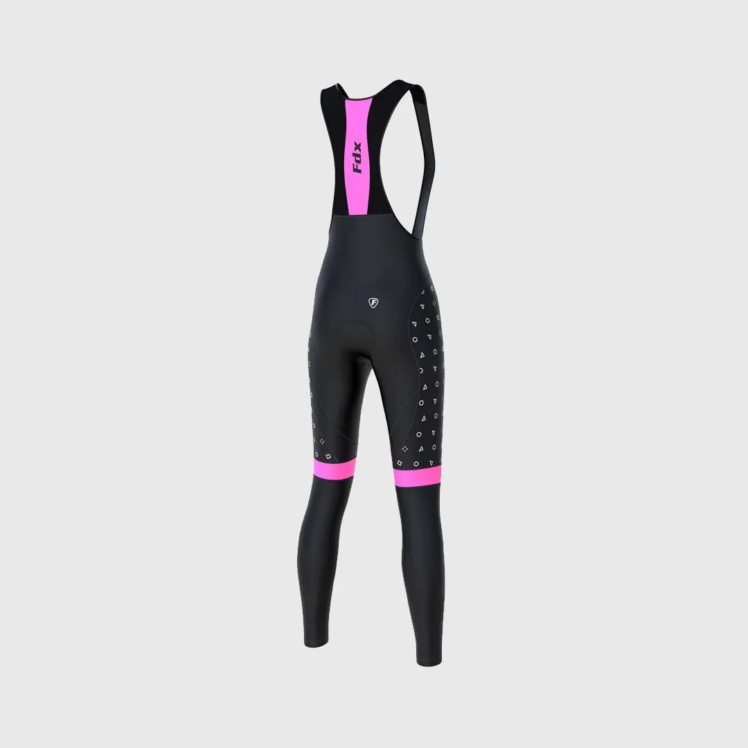 Fdx Polka Dots Pink Women's & Girl's Winter Cycling Padded Bib Tights