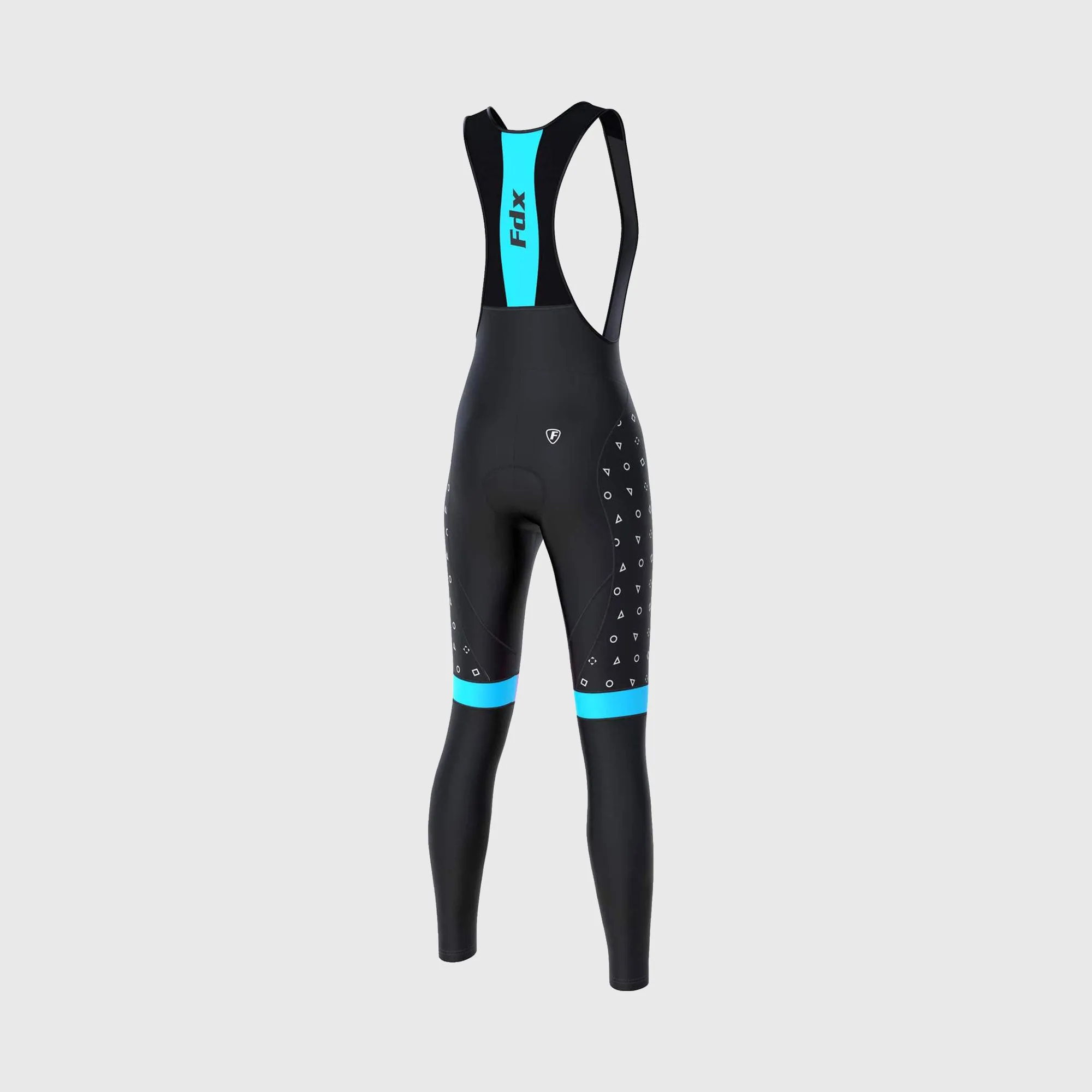 Fdx Polka Dots Sky Blue Women's & Girl's Winter Cycling Padded Bib Tights