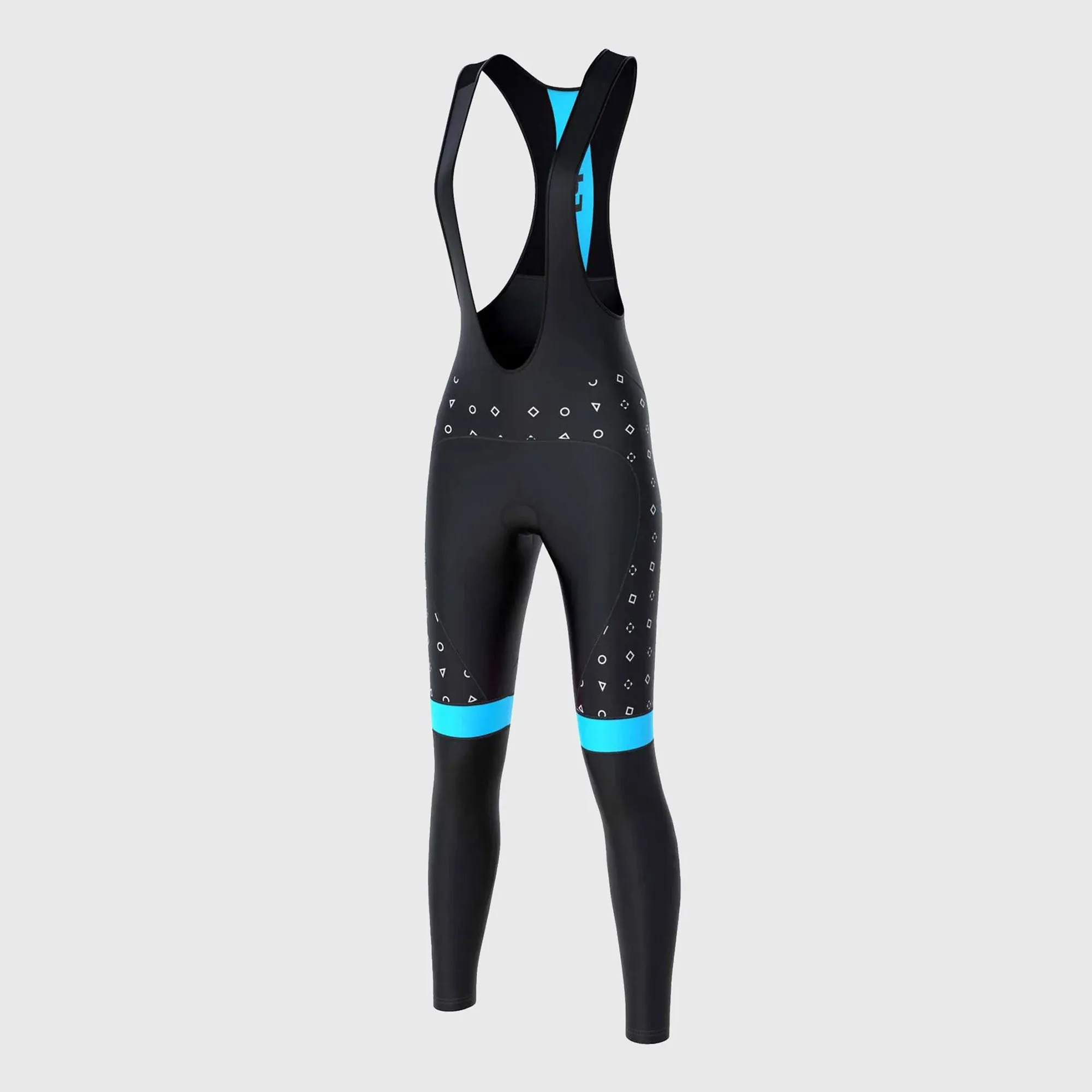 Fdx Polka Dots Sky Blue Women's & Girl's Winter Cycling Padded Bib Tights