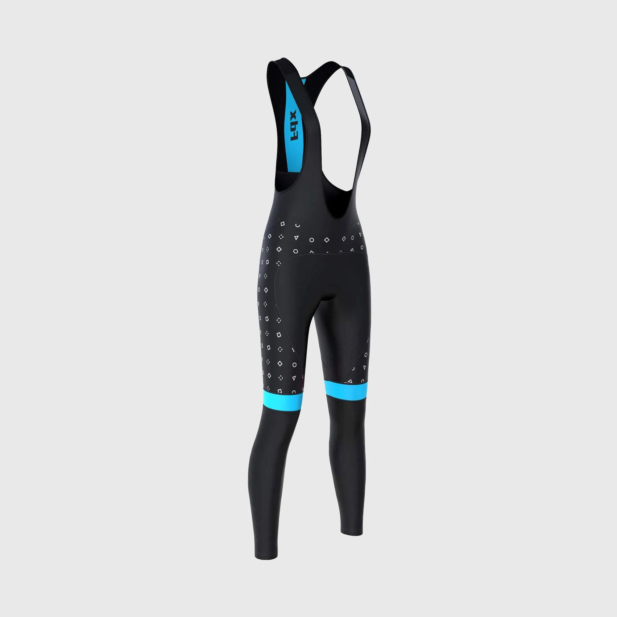 Fdx Polka Dots Sky Blue Women's & Girl's Winter Cycling Padded Bib Tights