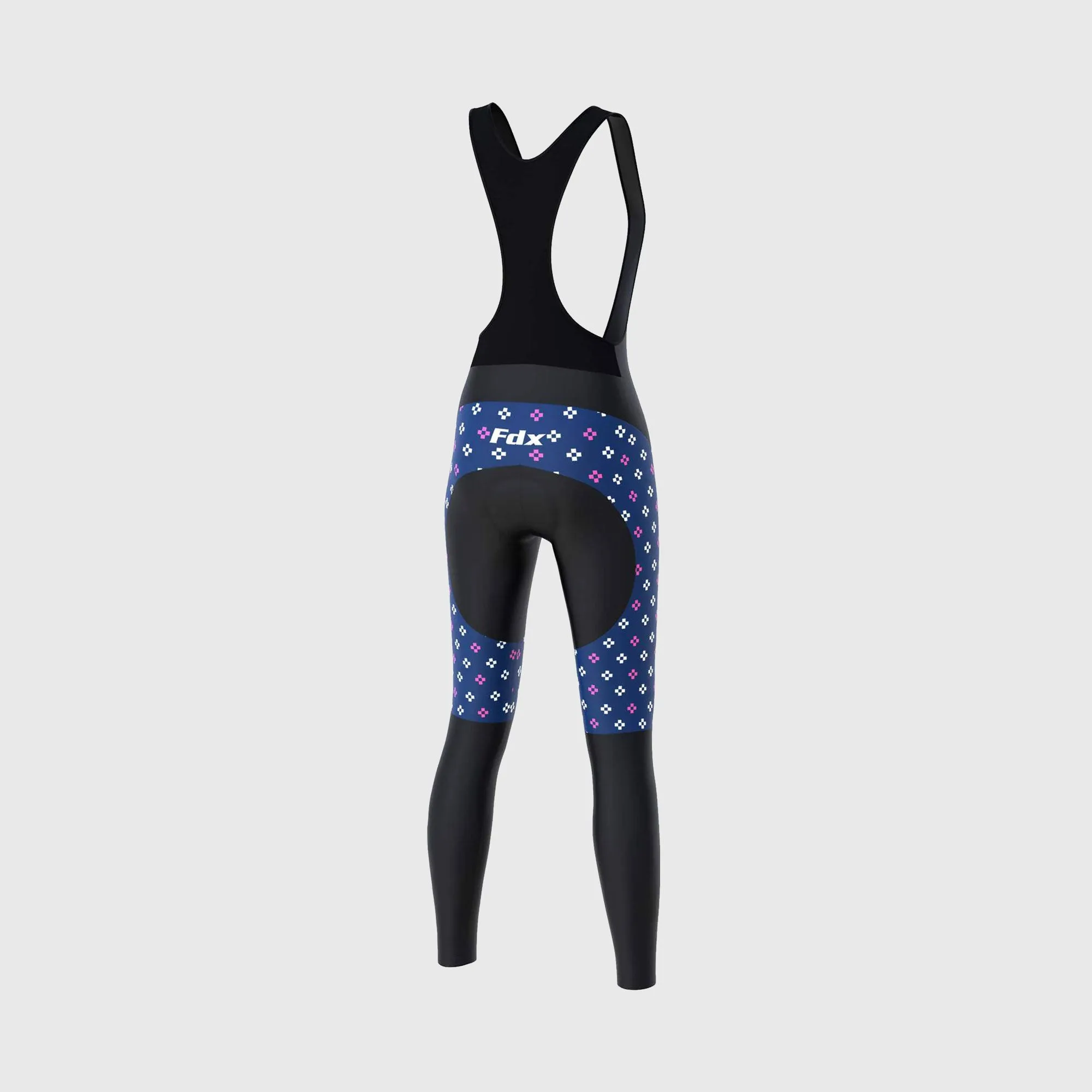 Fdx Ripple Navy Blue Women's & Girl's Padded Winter Cycling Bib Tights