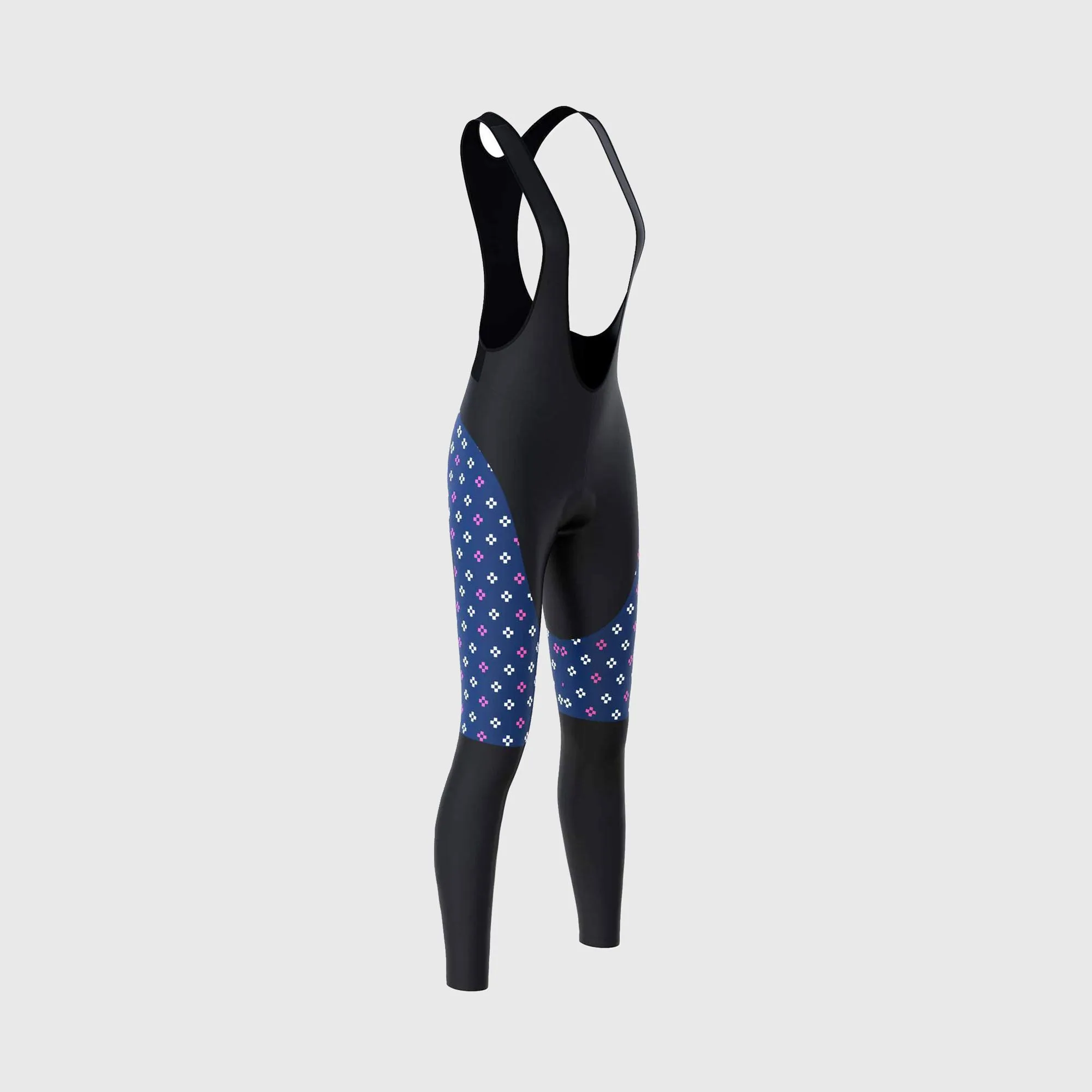 Fdx Ripple Navy Blue Women's & Girl's Padded Winter Cycling Bib Tights