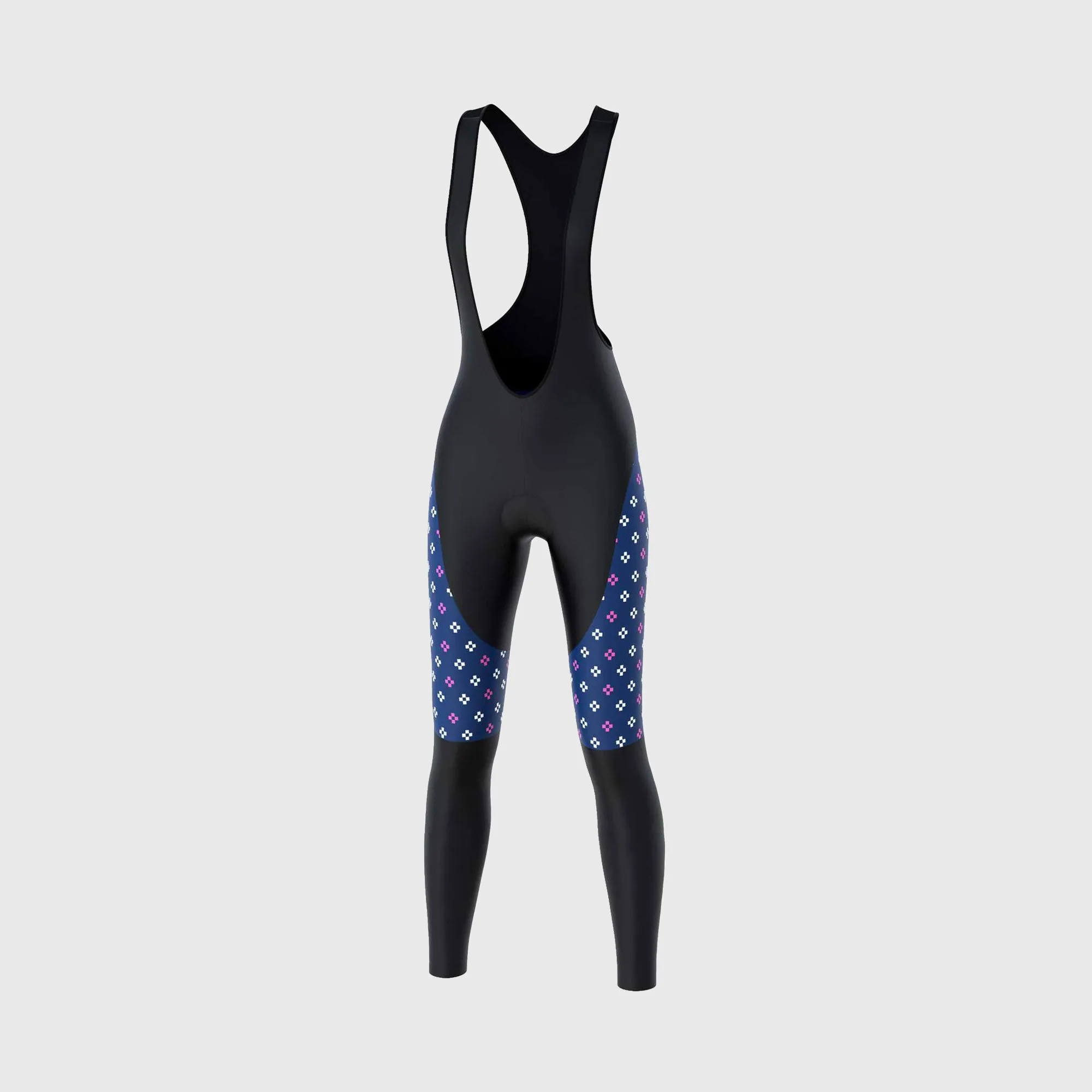 Fdx Ripple Navy Blue Women's & Girl's Padded Winter Cycling Bib Tights