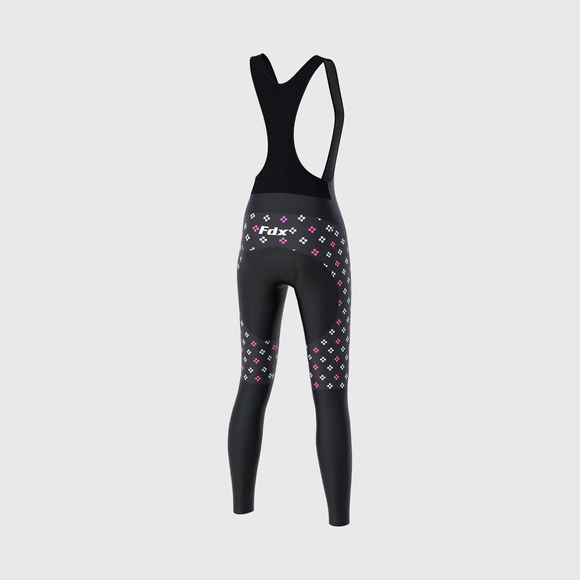Fdx Ripple Pink Women's & Girl's Padded Winter Cycling Bib Tights